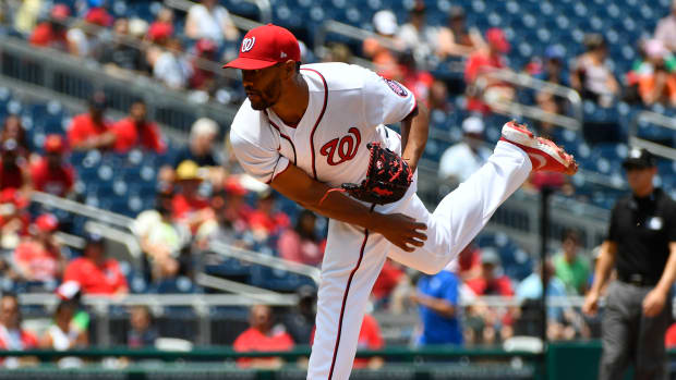 Washington Nationals starting pitcher Joe Ross throws to the SF Giants during the first inning at Nationals Park. (2021)